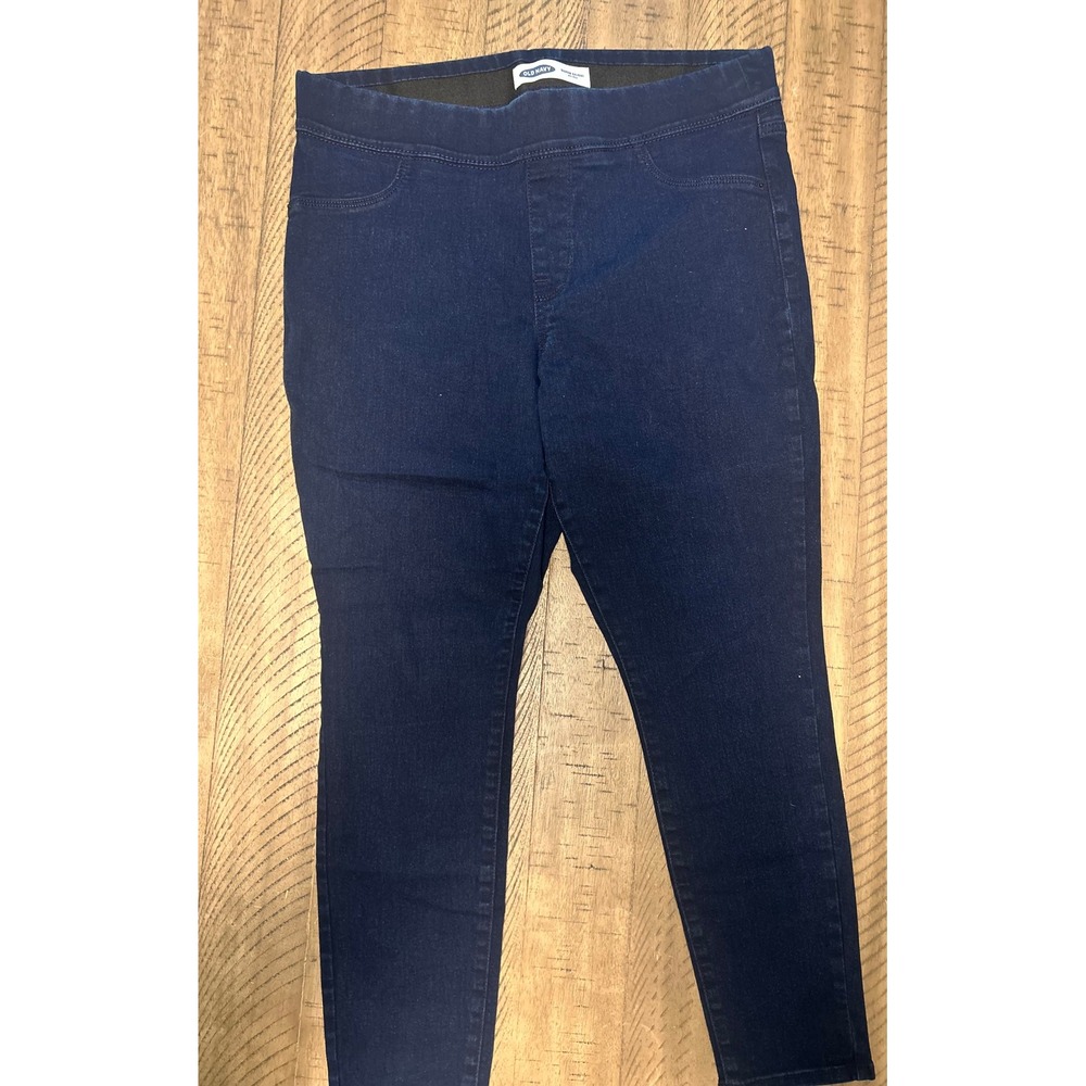 Old Navy Super Skinny Mid-Rise Pull On Dark Wash Denim SHORT Jegging Pants